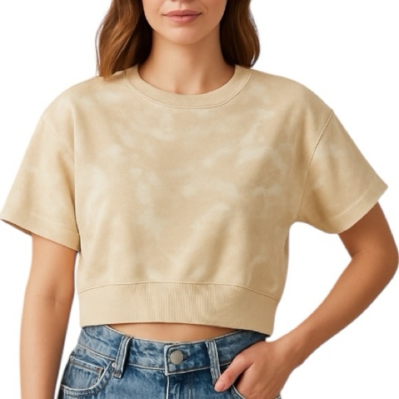 Culpos x INC Tie-Dye Crop Sweatshirt | Beige | Size Small - Picture 7 of 8